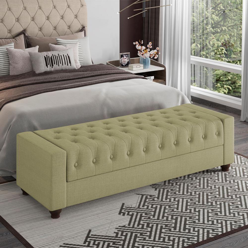 Recamier Calçadeira Bau 140 Cm Pes Mdf Parri Linho Sl 75 Peer Sl 75 - 2