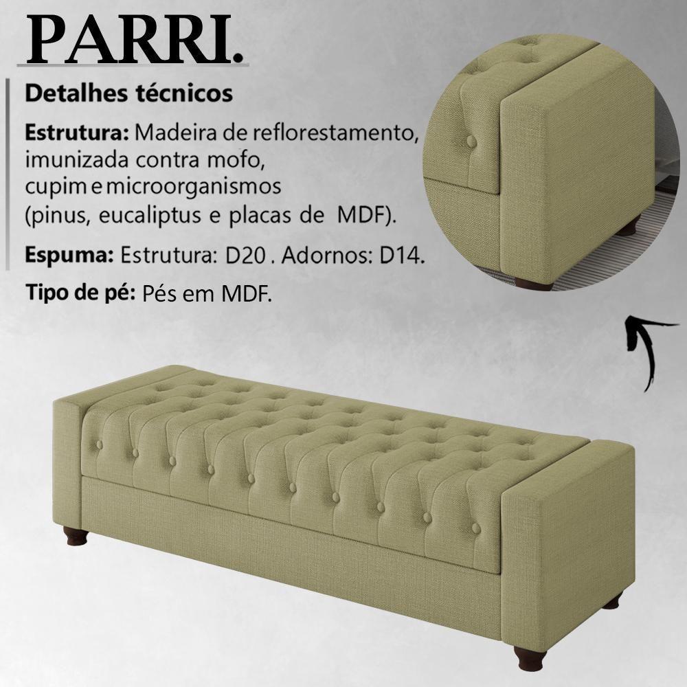 Recamier Calçadeira Bau 140 Cm Pes Mdf Parri Linho Sl 75 Peer Sl 75 - 6