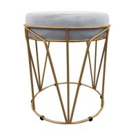 Puff Multiuso Com Mesa 2 Em 1 Suede Base Dourado Cinza - 2