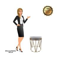 Puff Multiuso Com Mesa 2 Em 1 Suede Base Dourado Cinza