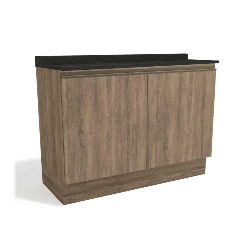 Balcão De Cozinha Maxxi G745 2 Portas C/tampo 120cm Nogal/preto Brilho - Kappesberg - 1