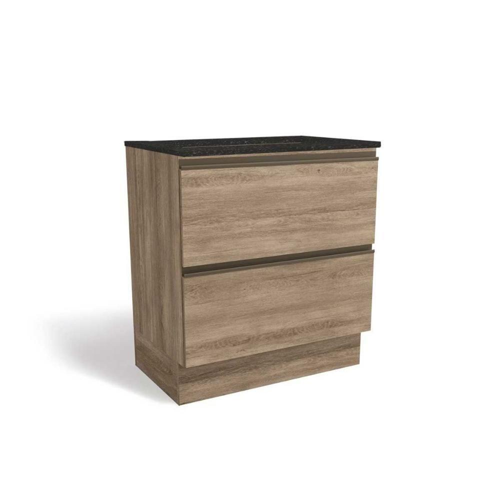 Balcão De Cozinha Maxxi G755 P/cooktop 2 Gavetas C/tampo 80cm Nogal/preto Brilho - Kappesberg - 1