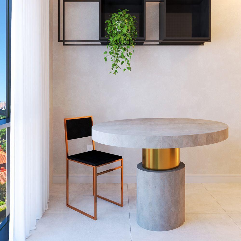 Kit 2 Cadeiras De Jantar Assento Estofado Preto Base Cobre - 3