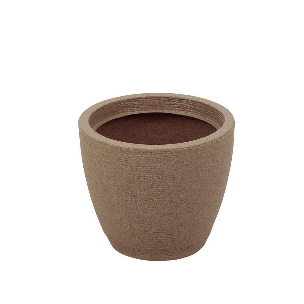 Vaso Tramontina Asteca Em Polietileno Concreto Com Prato 38 Cm Tramontina - 1