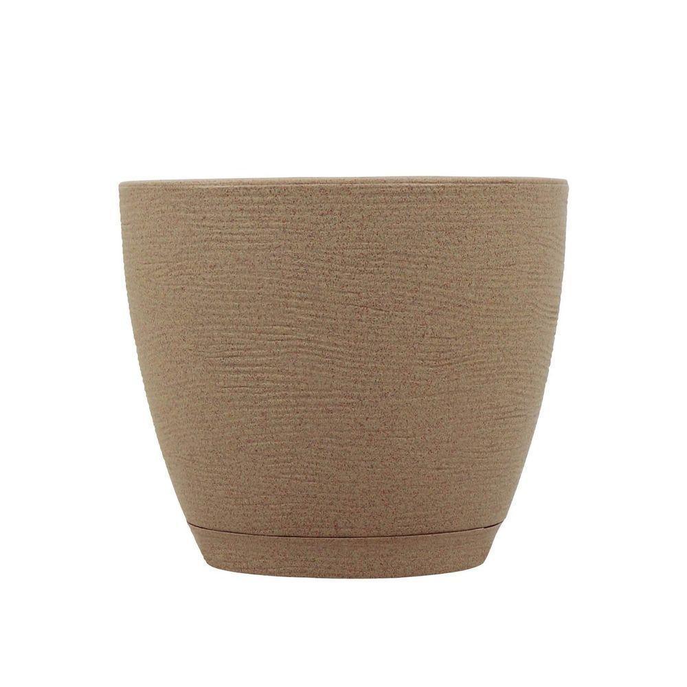 Vaso Tramontina Asteca Em Polietileno Concreto Com Prato 38 Cm Tramontina - 3