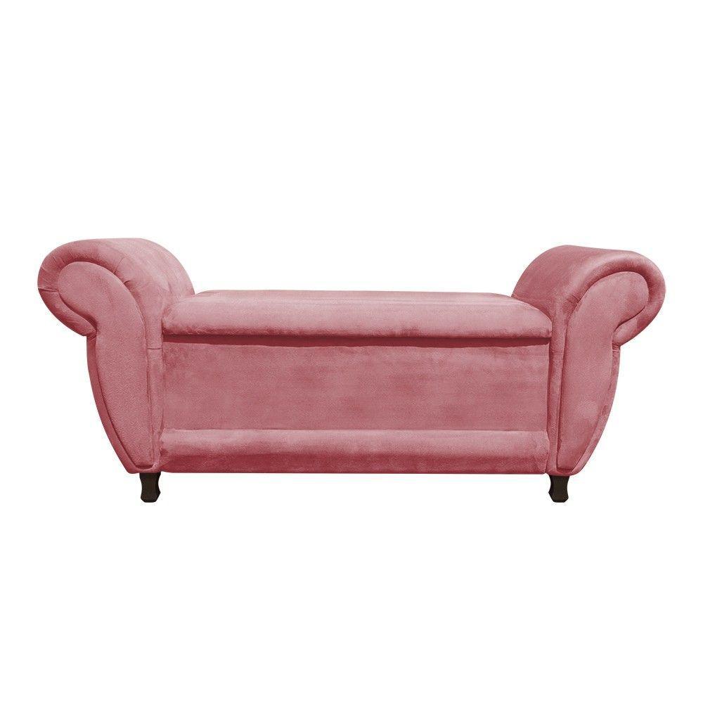 Kit 02 Recamier Baú Itália Namoradeira Calçadeira Suede Rose - 3