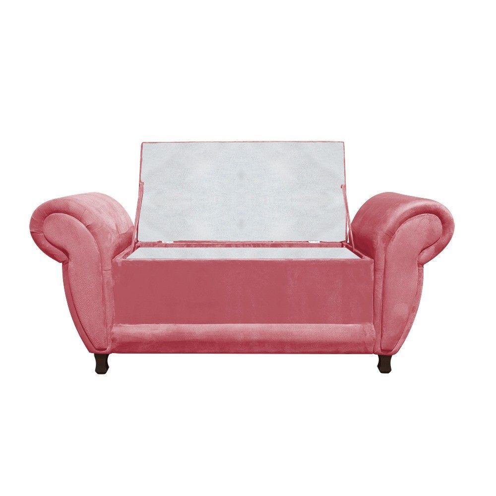 Kit 02 Recamier Baú Itália Namoradeira Calçadeira Suede Rose - 4