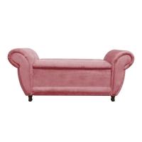 Kit 02 Recamier Baú Itália Namoradeira Calçadeira Suede Rose - 3