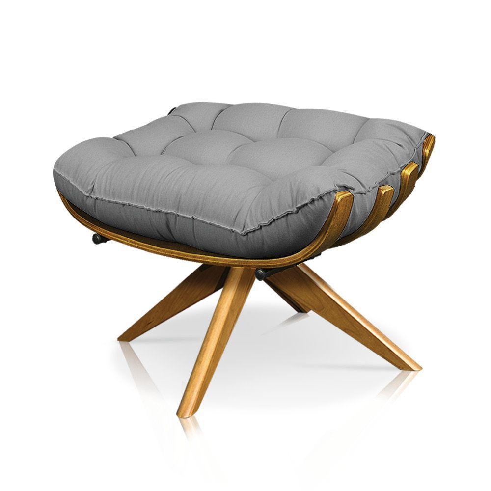 Kit Poltrona Costela Com Puff Giratória Linho Grafite - 5