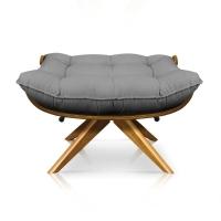 Kit Poltrona Costela Com Puff Giratória Linho Grafite - 7