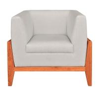 Poltrona Lucy Linho Bege A19 Base Madeira Castanho D´rossi - 1