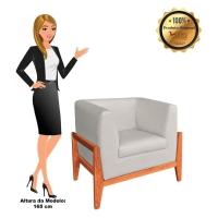 Poltrona Lucy Linho Bege A19 Base Madeira Castanho D´rossi - 3