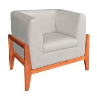 Poltrona Lucy Linho Base Madeira Castanho D´rossi Bege A19 - 1