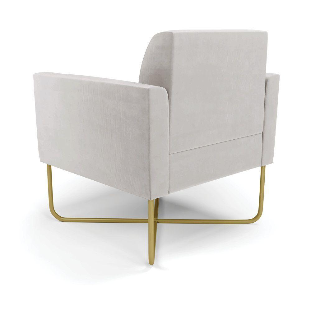 Poltrona Base X Industrial Dourado Marisa Veludo D03 - D\'rossi Cor Cinza - 7