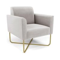 Poltrona Base X Industrial Dourado Marisa Veludo D03 - D\'rossi Cor Cinza - 1