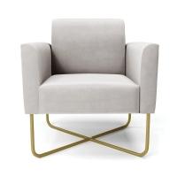 Poltrona Base X Industrial Dourado Marisa Veludo D03 - D\'rossi Cor Cinza - 6