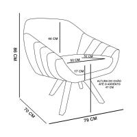 Kit 02 Poltronas Giratória Giovana Corano Preto Base Madeira - 3