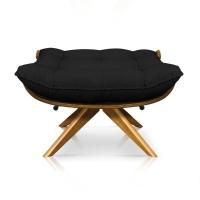 Kit Poltrona Costela Com Puff Giratória Linho Preto - 7