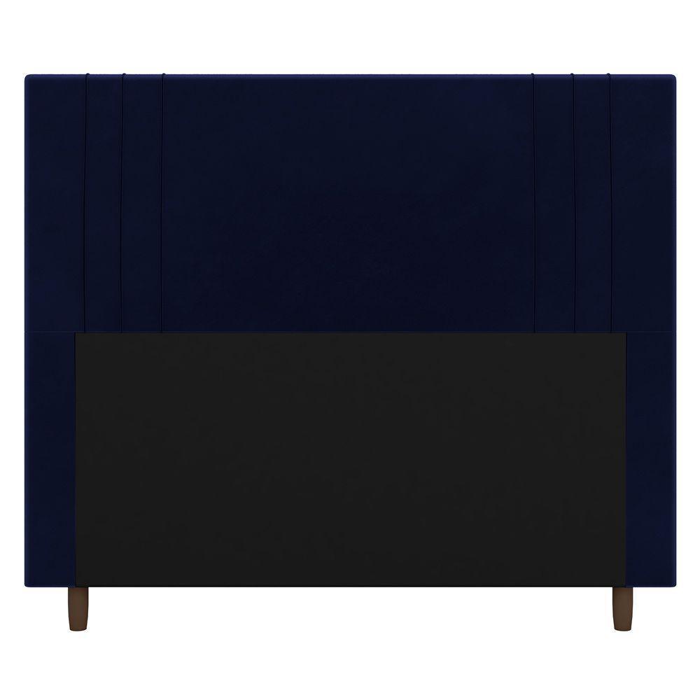 Cabeceira Cama Box Casal Ferrara 140cm Veludo Azul Marinho - 4