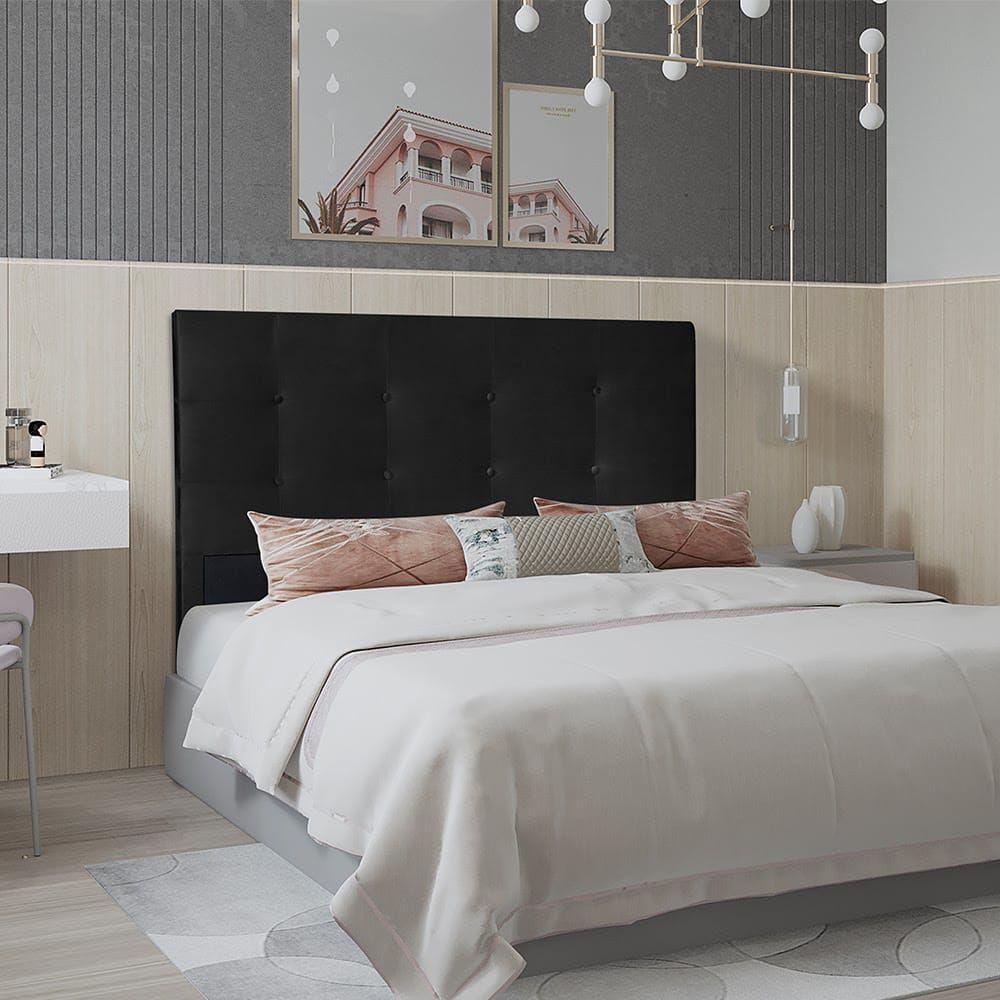 Cabeceira Berlim 1,60 Cm Cama Box Queen Suede Preto - 3