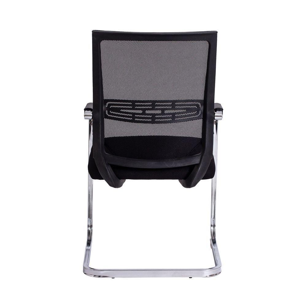 Cadeira Escritório Interlocutor Mesh Fixa Preta Base Cromada - 3