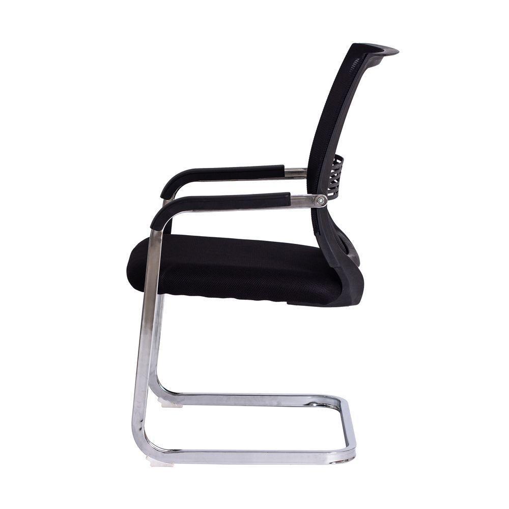 Cadeira Escritório Interlocutor Mesh Fixa Preta Base Cromada - 4