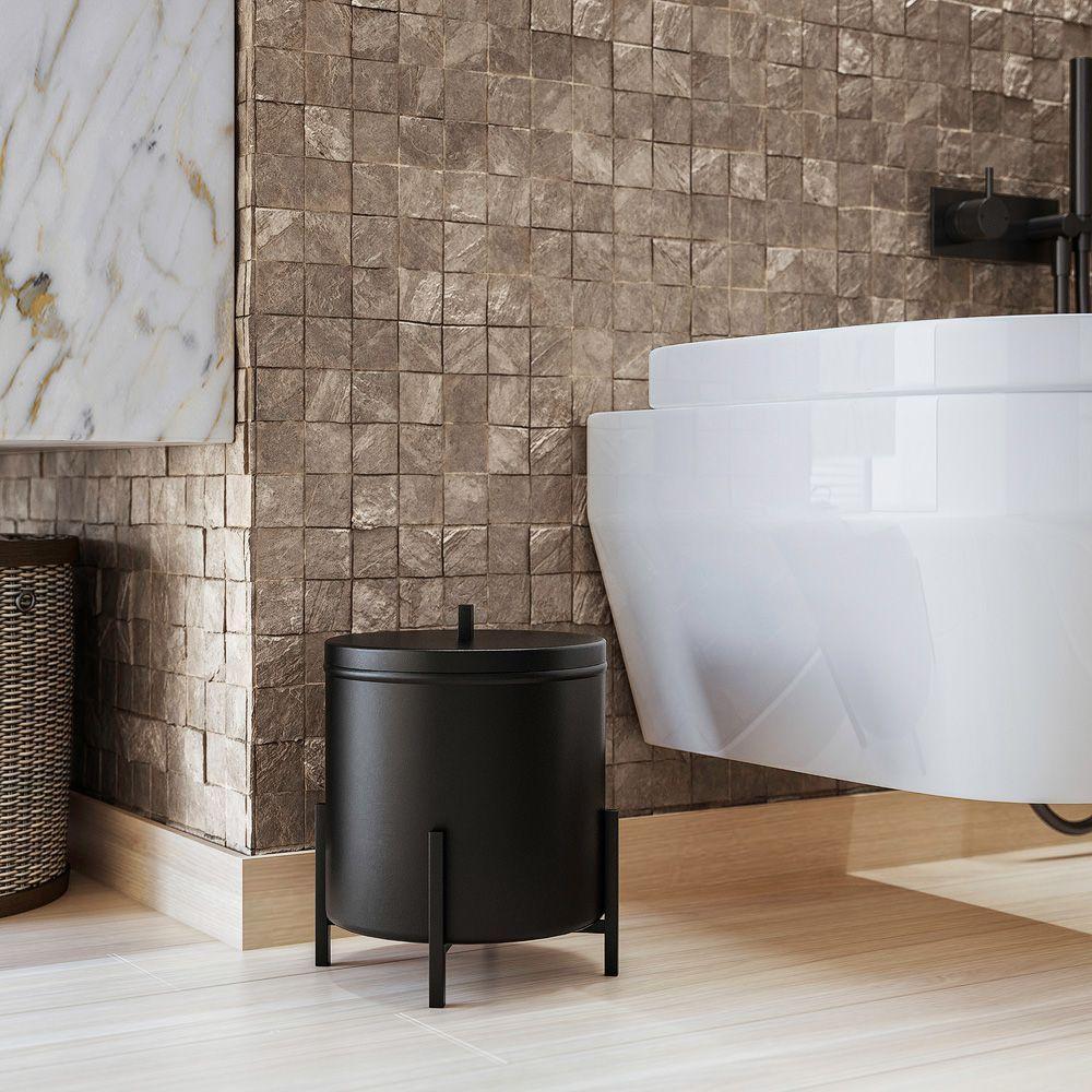 Suporte Papel Higiênico Com Lixeira De Banheiro Level Preto - 2