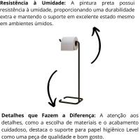 Suporte Papel Higiênico Com Lixeira De Banheiro Level Preto - 3