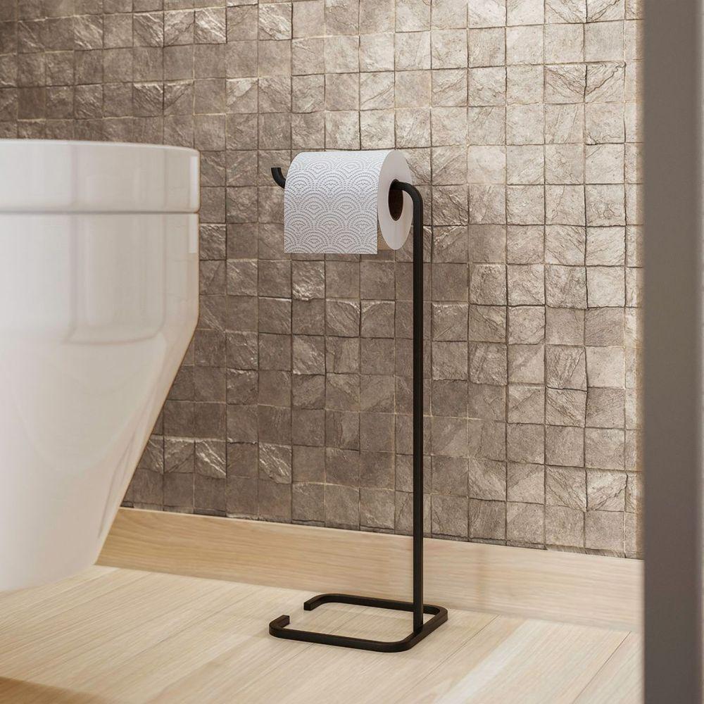 Porta Papel Higiênico E Porta Toalha De Banheiro Level Preto - 6