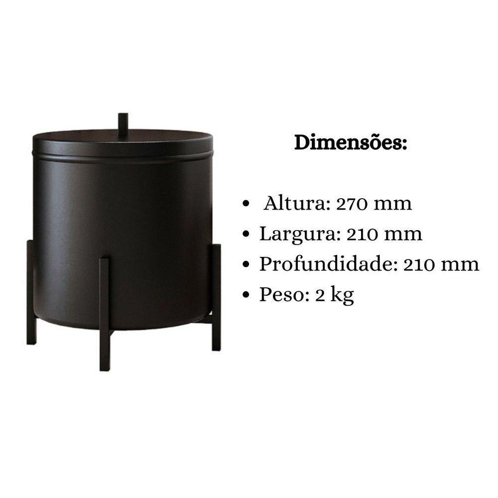 Kit Porta Toalha Duplo E Lixeira Para Banheiro Level Preto - 8