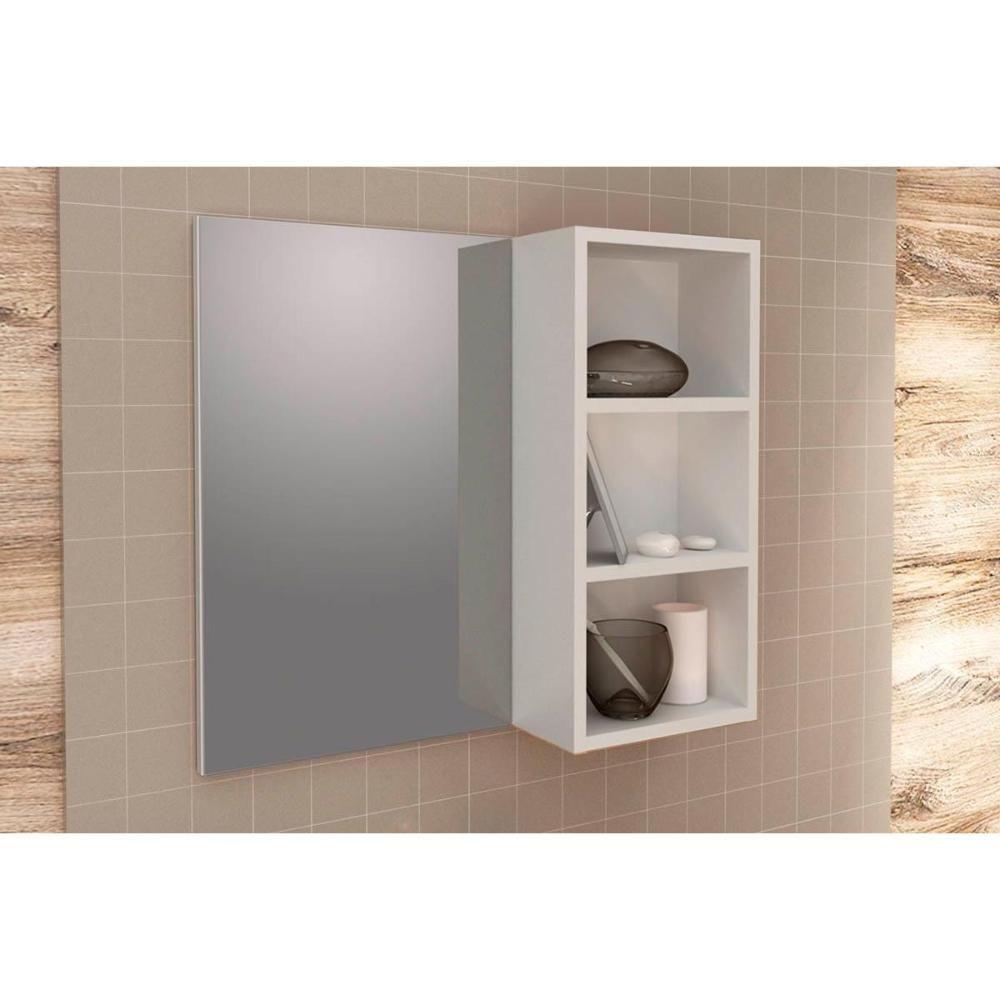 Armário de Banheiro c/Espelho BN3609 3 Nichos 60cm cor Branco - Tecno Mobili - 1