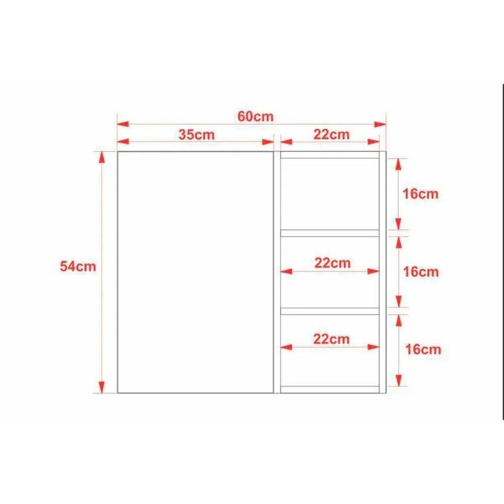 Armário de Banheiro c/Espelho Suspenso BN3609 60cm cor Mármore Branco - Tecno Mobili - 2