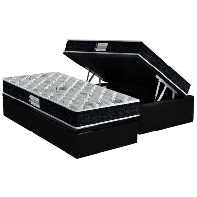 Cama Box Baú Solteiro: Colchão Anatômico Probel D45 / EP Firmepedic ProDormir Advanced Tech2000 + Base CRC Suede Black(88x188)
