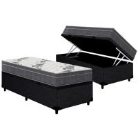 Cama Box Baú Solteiro: Colchão Anatômico Ortobom D33 / EP Airtech 100 + Base CRC Courano Black(88x188) - 1