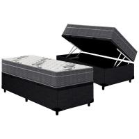 Cama Box Baú Solteiro: Colchão Anatômico Ortobom D33 / EP Airtech 100 + Base CRC Courano Black(88x188) - 1