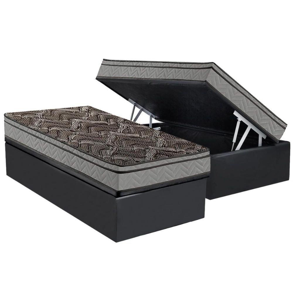 Cama Box Baú Solteiro: Colchão Ortopédico Paropas D28 / EP Confort Firme+ Base CRC Suede Cinza(88x188) - 1
