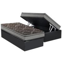 Cama Box Baú Solteiro: Colchão Ortopédico Paropas D28 / EP Confort Firme+ Base CRC Suede Cinza(88x188) - 1