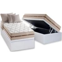 Cama Box Baú Solteiro: Colchão Molas Anjos MasterPocket Ensacadas Classic + Base CRC Courano White(88x188) - 1