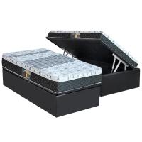 Cama Box Baú Solteiro: Colchão Molas Castor Bonnel System Class One Face + Base CRC Suede Grey(88x188) - 1