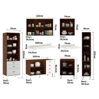 Armário De Cozinha Completa 6 Peças Com Tampo Safira Luciane Móveis Nogueira-branco Pet-mármore - 2