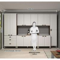 Armário De Cozinha Completa 6 Peças Com Tampo Safira Luciane Móveis Nogueira-branco Pet-mármore - 3