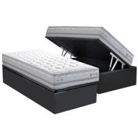 Cama Box c/Auxiliar Solteiro: Colchão Herval Maxspring Petra C1662 + Base CRC Suede Gray(88x188x33) - 1