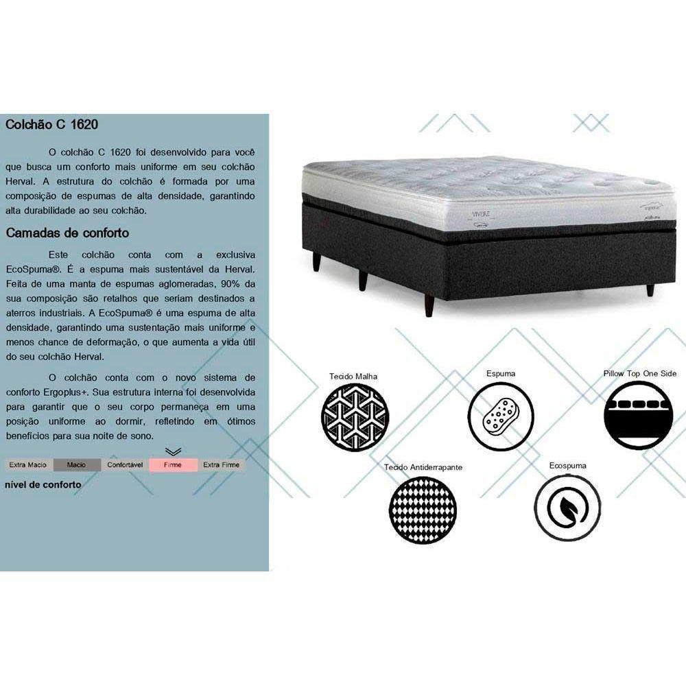 Cama Box Viúva: Colchão Anatômico Herval Georgetown C1620 Ergoplus + Base CRC Suede Gray(128x188x25) - 2