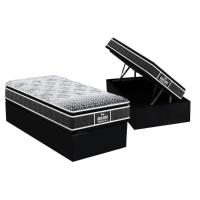 Cama Box Baú Solteiro: Colchão Anatômico Probel D28 / EP Guarda Costas PróMiddle Plus Pillow Top + Base CRC Suede Black(88x188) - 1
