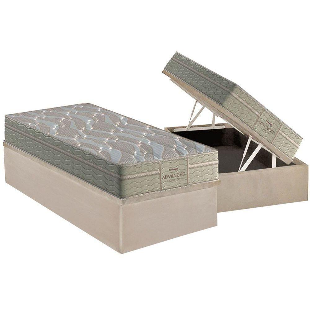 Cama Box Baú Solteiro: Colchão Anatômico Probel D45 / EP Firmepedic ProDormir Advanced Tech2000 Plus + Base CRC Suede Clean(88x188) - 1