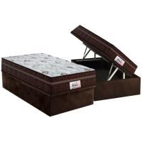 Conjunto Box Baú Solteiro: Colchão Molas Probel MasterPocket Ensacadas ProDormir Miami + Base CRC Suede Brown(88x188) - 1