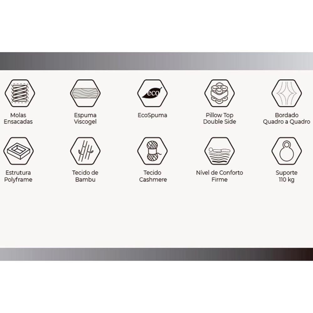 Conjunto Box Baú King: Colchão Molas Herval MasterPocket Ensacadas Royals Sleep C1666 Pillow Top + Base CRC Suede Clean(193x203x35) - 5