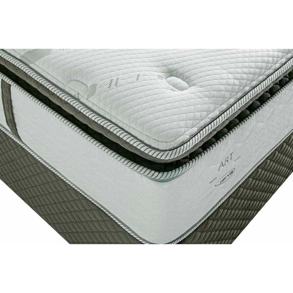 Conjunto Box Baú Queen: Colchão Molas Herval MasterPocket Ensacadas Imperatore Gold C1655 Pillow Top + Base CRC Suede Gray(158x198x34) - 7