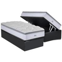 Conjunto Box Baú Solteiro: Colchão Molas Herval MasterPocket Ensacadas Toledo + Base CRC Suede Gray(88x188) - 1