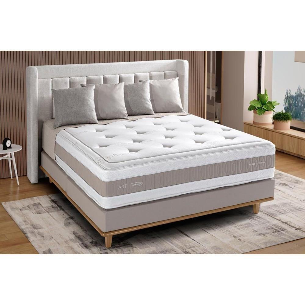 Conjunto Box Casal: Colchão Molas Herval MasterPocket Ensacadas Royals Sleep C1666 + Base CRC Suede Clean(138x188x35) - 5